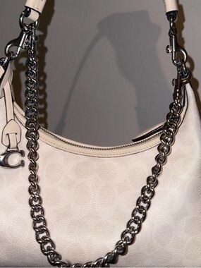 Coach Chalk Pebbled Leather Hobo with Silver Chain